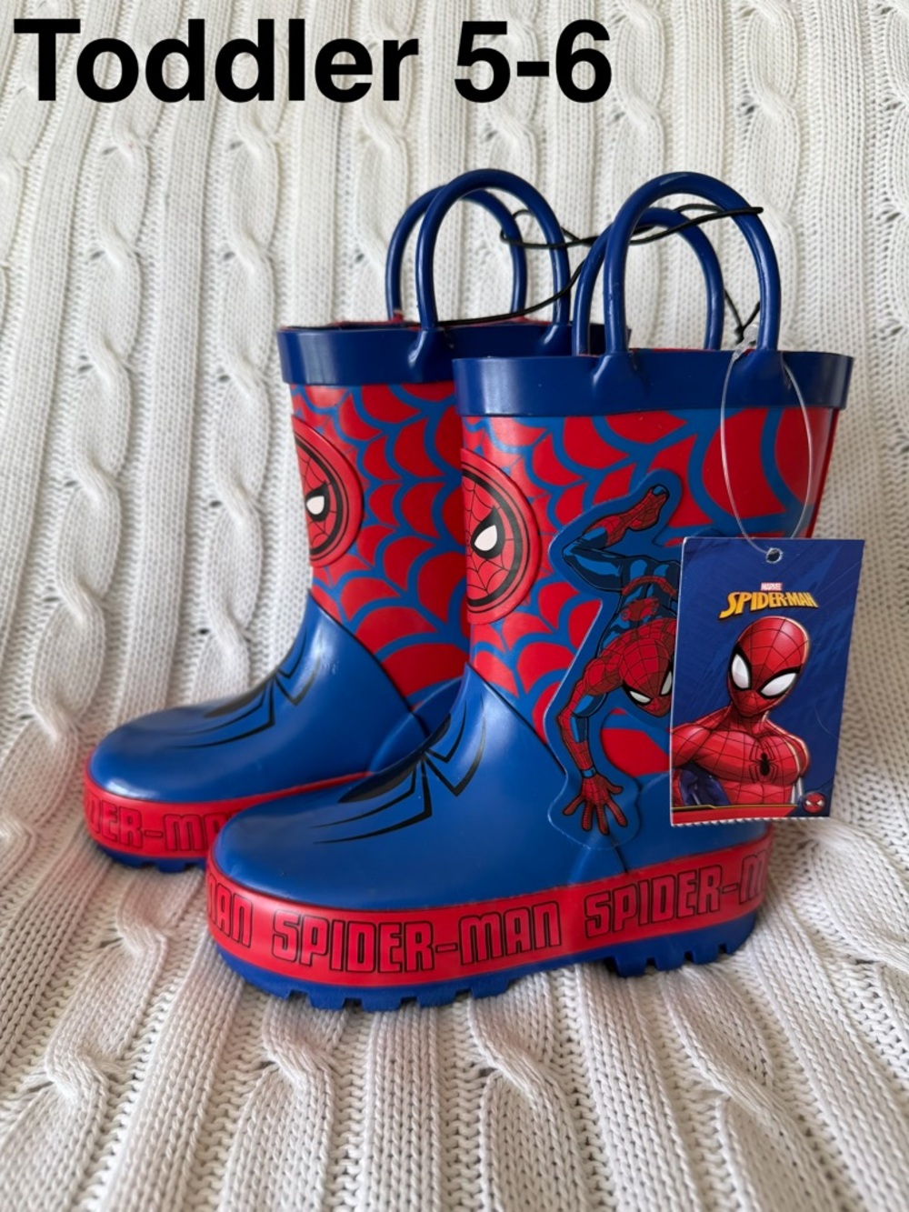 Spider-man Rain Boots Toddler 5 6 NEW Spidey Rubber Shoes Puddle Splash Web